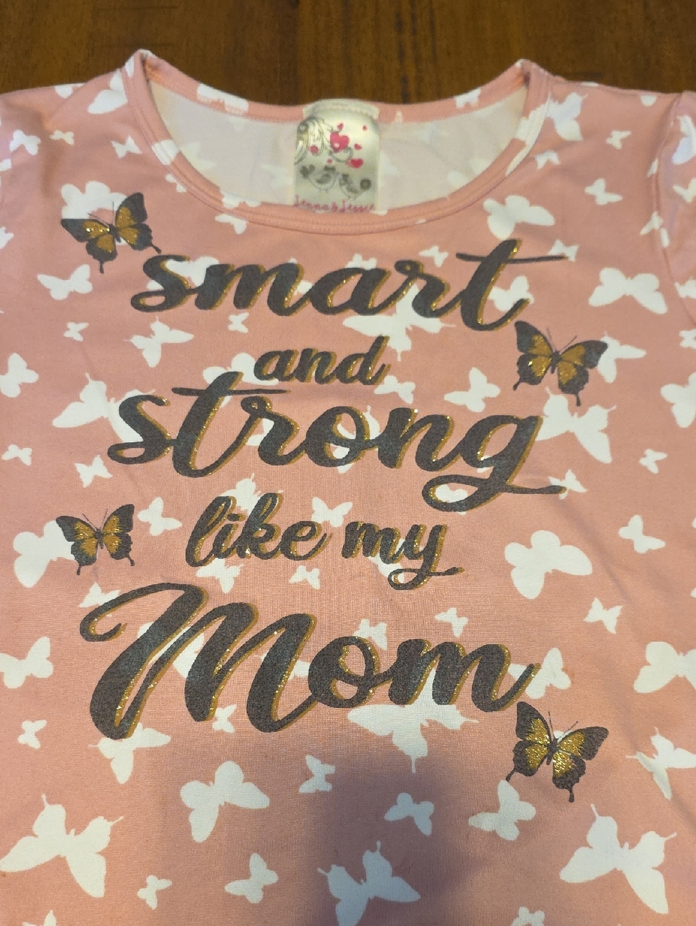 Girls Pink 'Smart and Strong Like My Mom' Tee - Picture 2 of 9